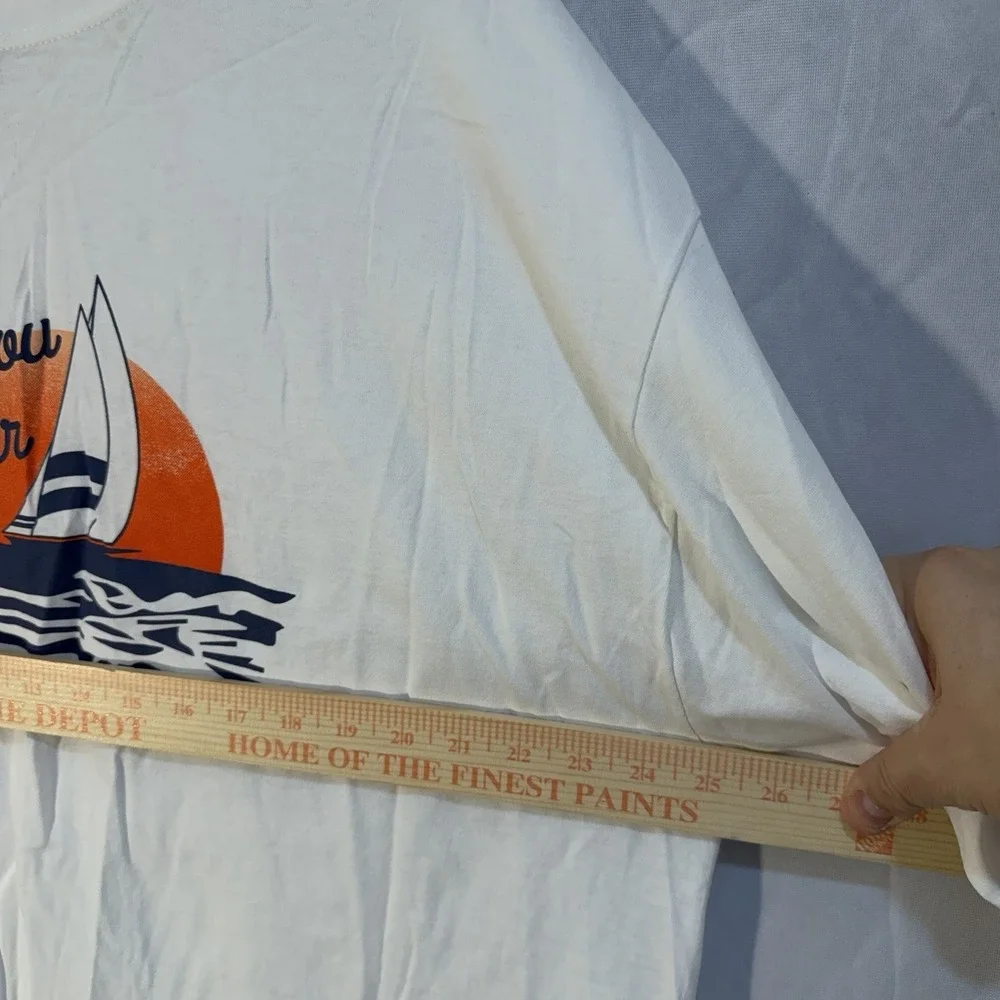 Champion Men's Crewneck T-shirt White With Summer Vibes Vacation Print 2XL White - Picture 5 of 8